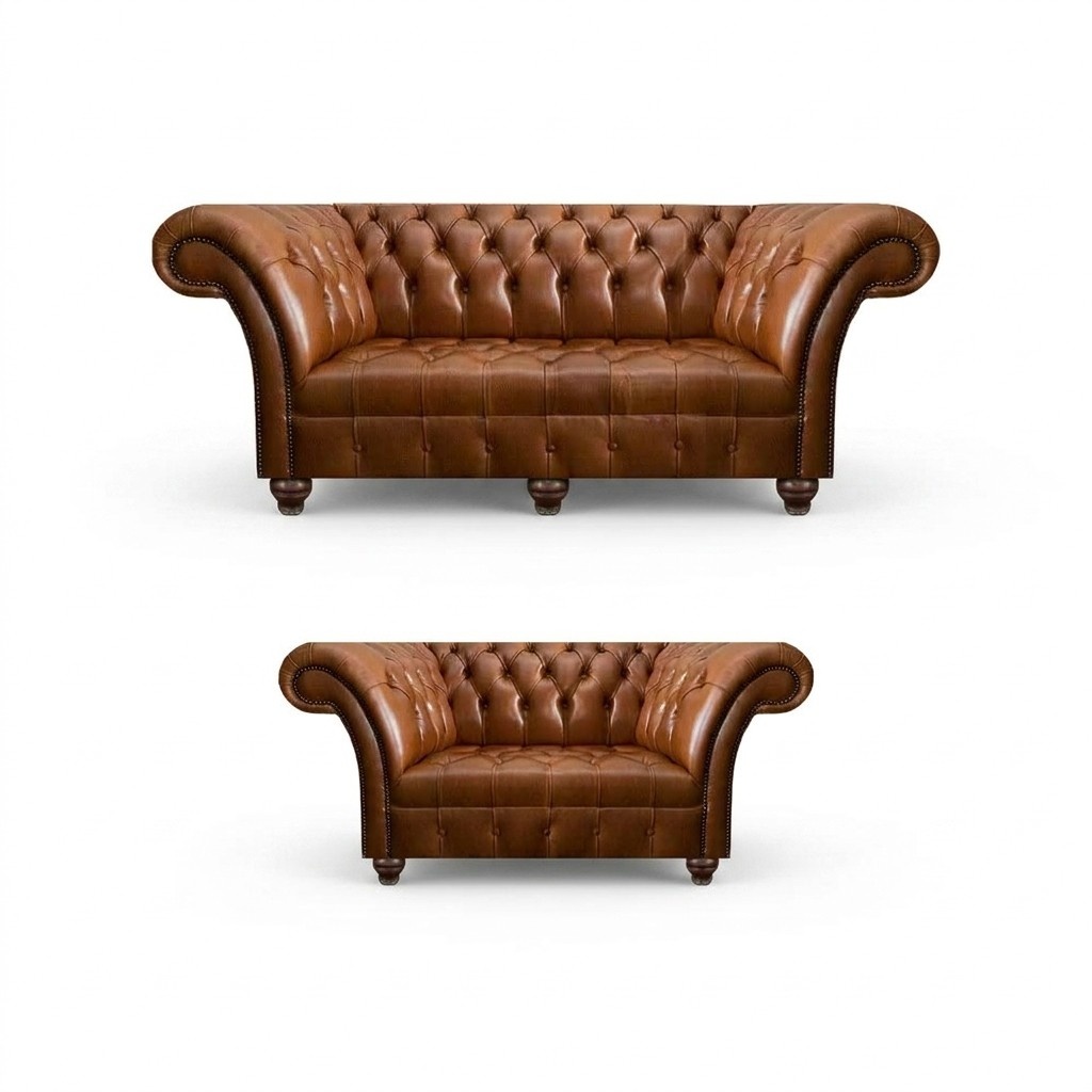 Luxuriöse Braune Leder Couchgarnitur Designer Sitzmöbel 3-Sitzer Couch