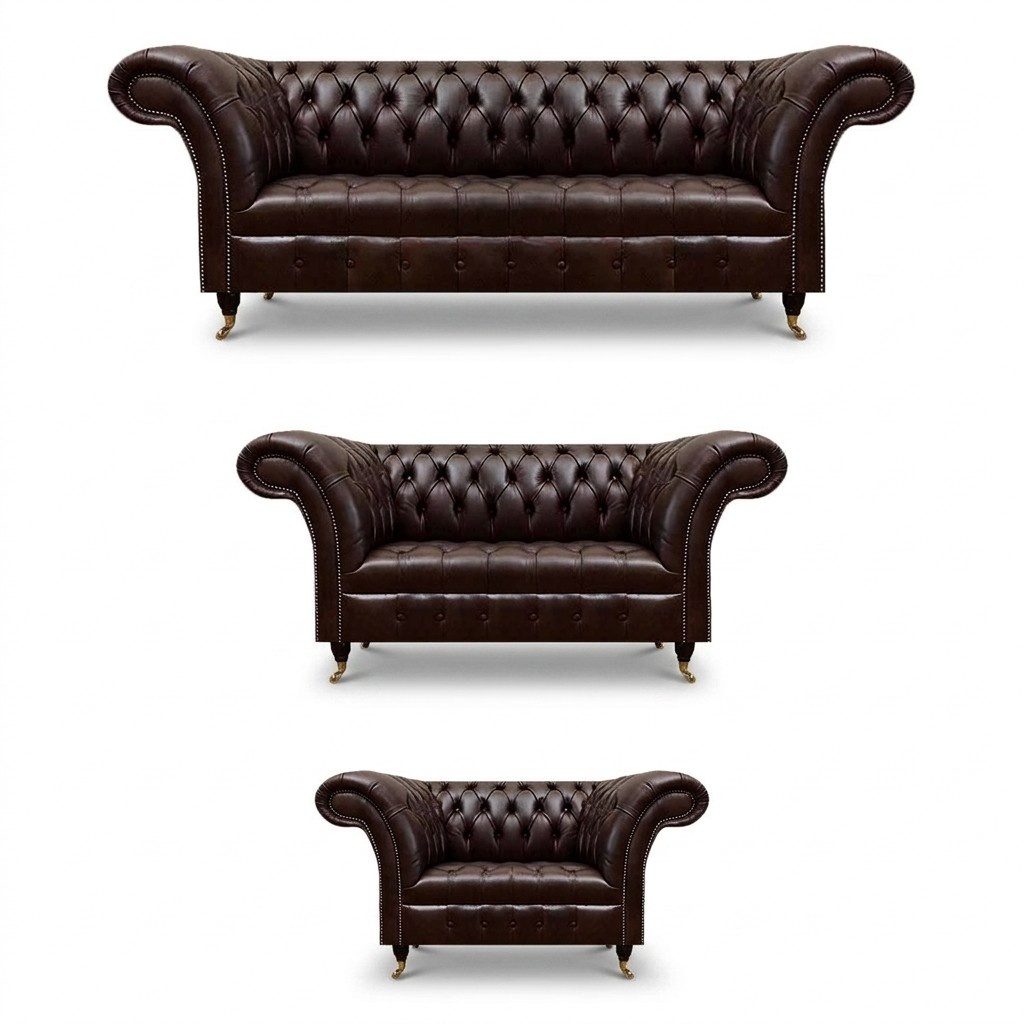 Luxuriöse Chesterfield Braune Ledergarnitur Wohnzimmer Polster Möbel