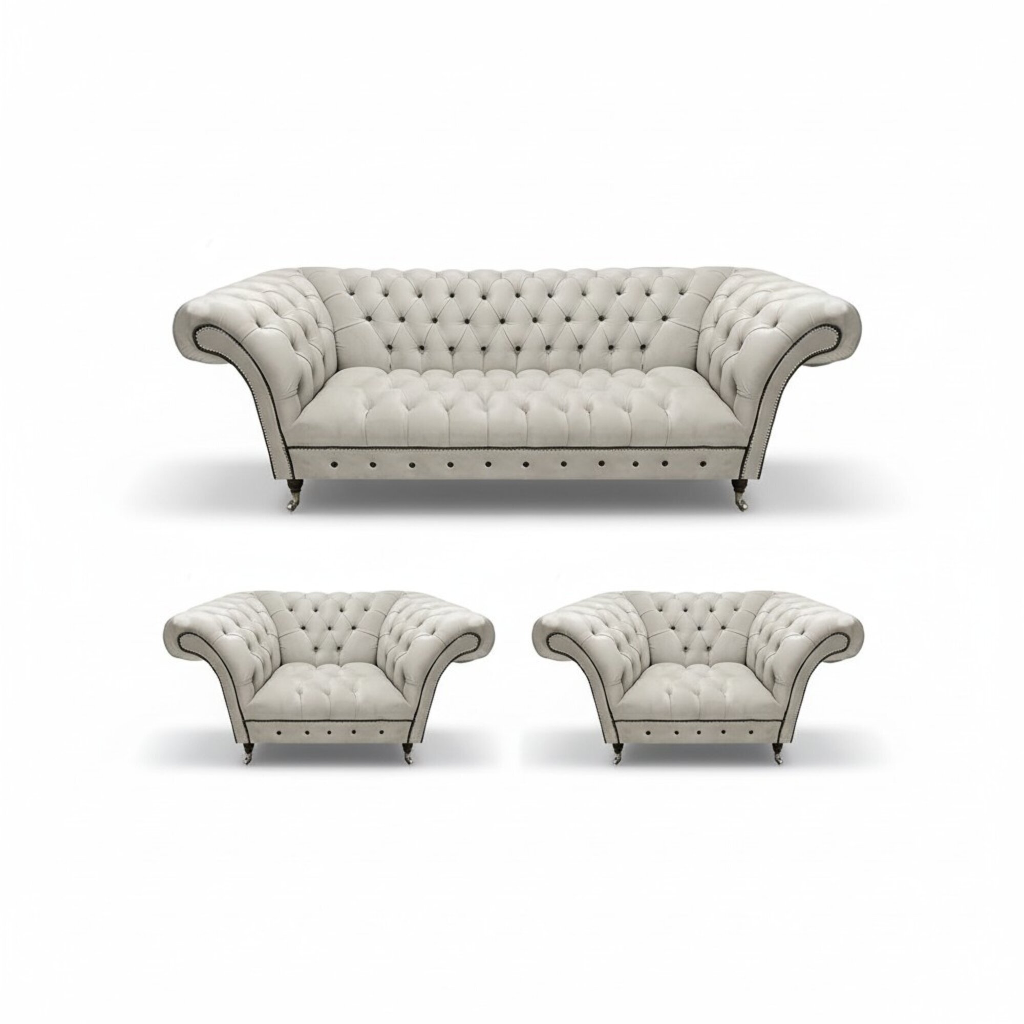 Luxuriöse Chesterfield Möbel Designer 2x Lehnsessel Moderner Dreisitzer