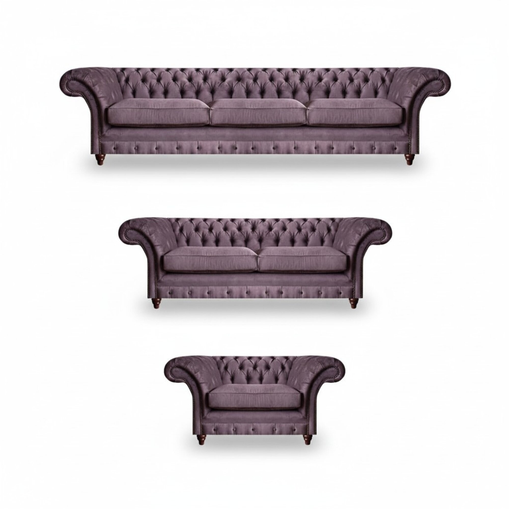 Luxuriöse Chesterfield Polstergarnitur Edler Dreisitzer 2-Sitzer Sessel