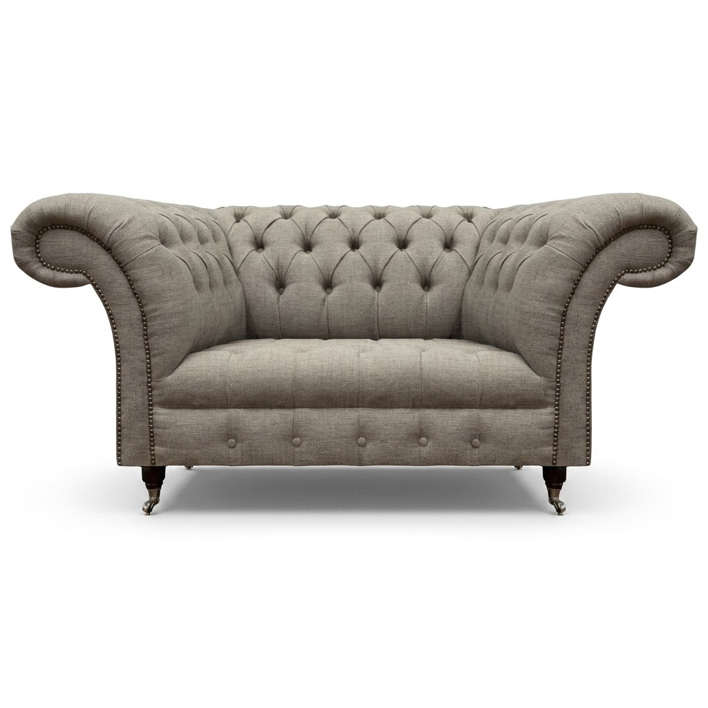 Luxuriöse Grau Polstermöbel Zweisitzer Sofa Couch Textil Wohnzimmer