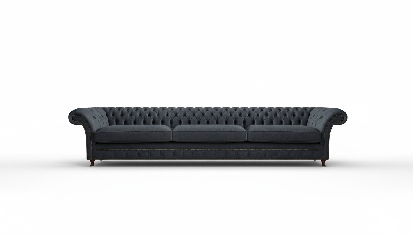 Luxuriöse Schwarze Chesterfield Textilcouch Wohnzimmer Edle Stoffsofas