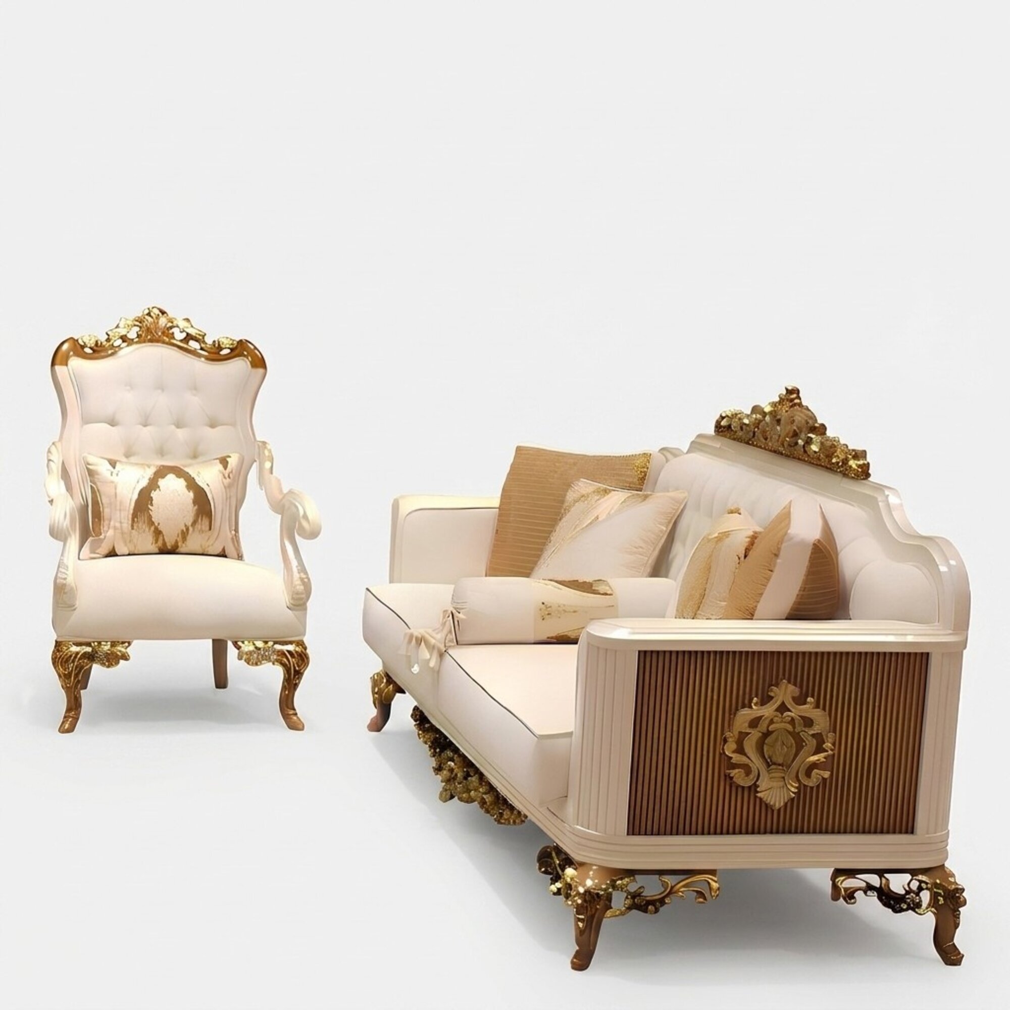 Luxuriöse Wohnzimmer Garnitur Exquisiten 2 Sofas und Sessel Design Möbel
