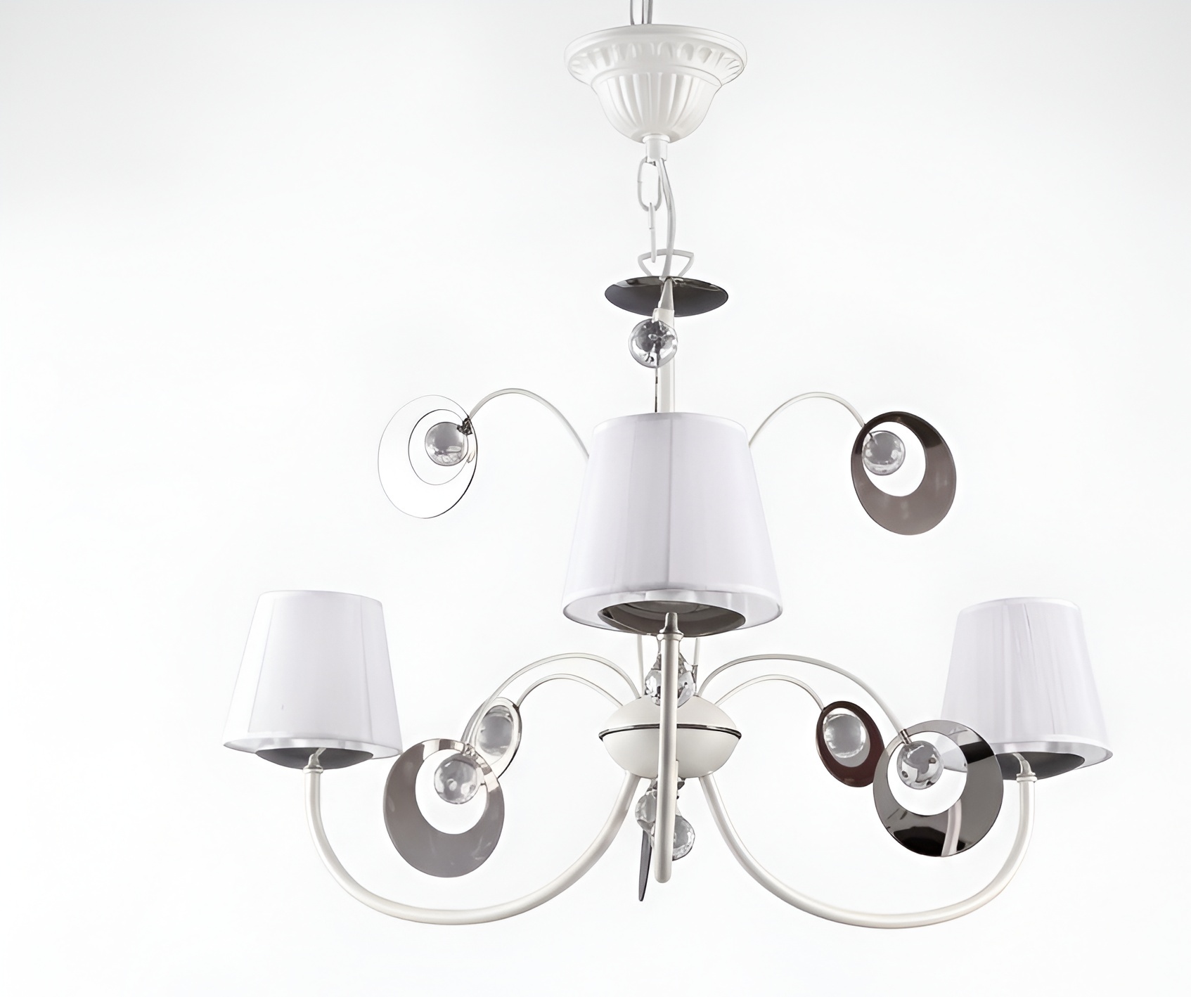 Luxuriöser 3x Lampen Kronleuchter Deckenleuchte Art déco Weiß Neu