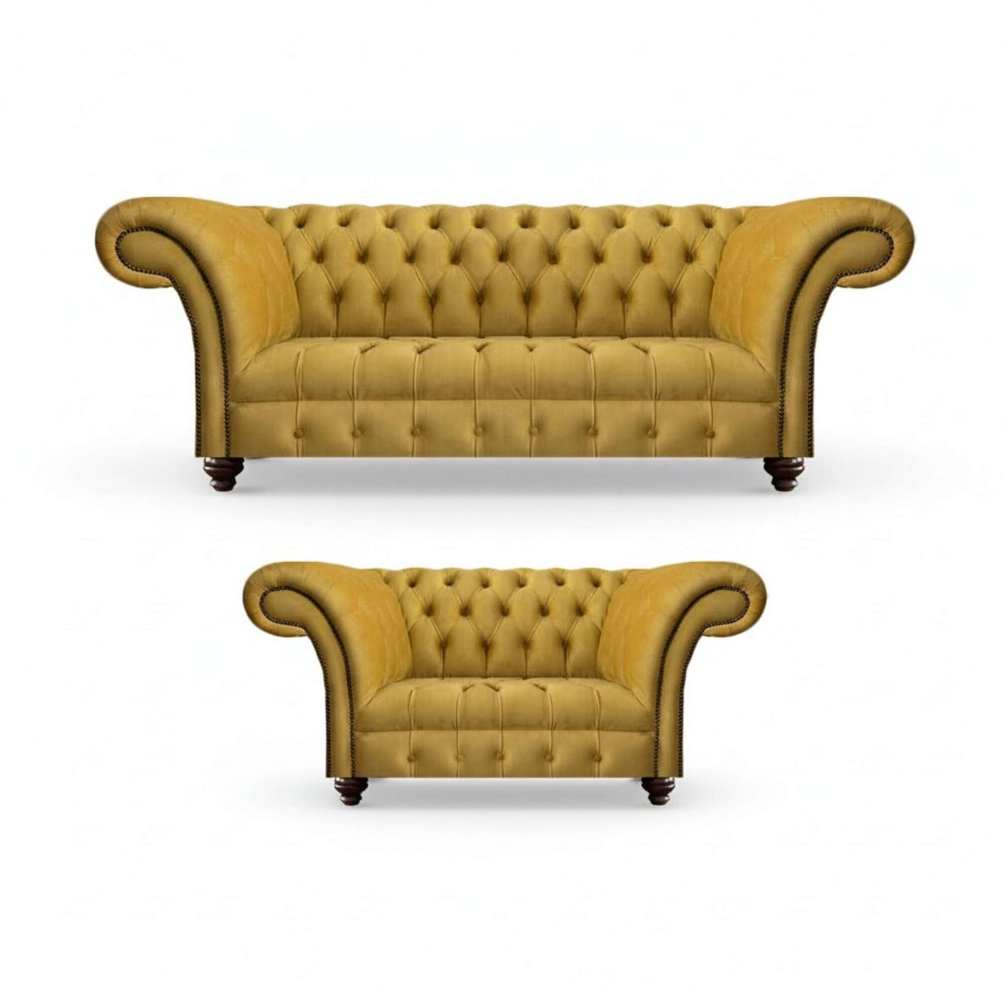 Luxus 2x Sofas Gelb Neu Modern Möbel Wohnzimmer Sofagarnitur Sitz Chesterfield