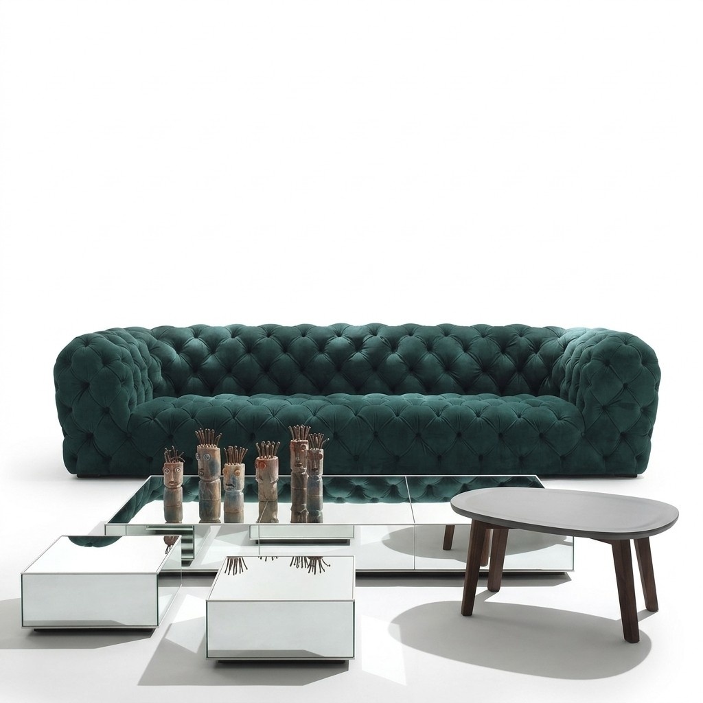Luxus Chesterfield Samt Verlour Stoff Couchen Polster Sofa Sitz Modern