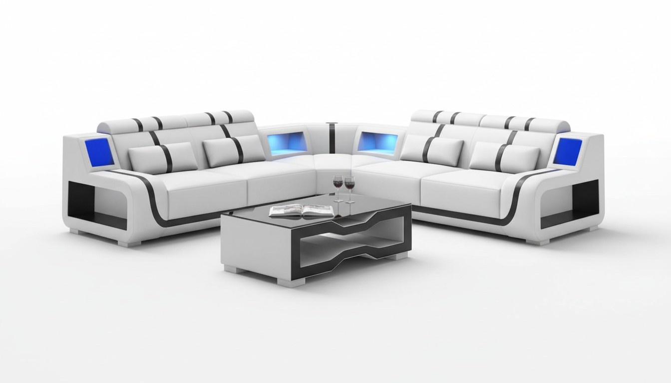 Luxus Couch Ecksofa L Form Weiß Modern Ledersofa couchen Sofa Sofas