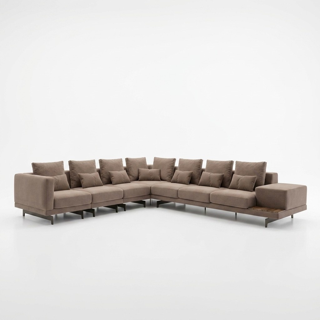 Luxus Designer Komplett Sofa Couch L-Form Einrichtung Holz Couchtisch