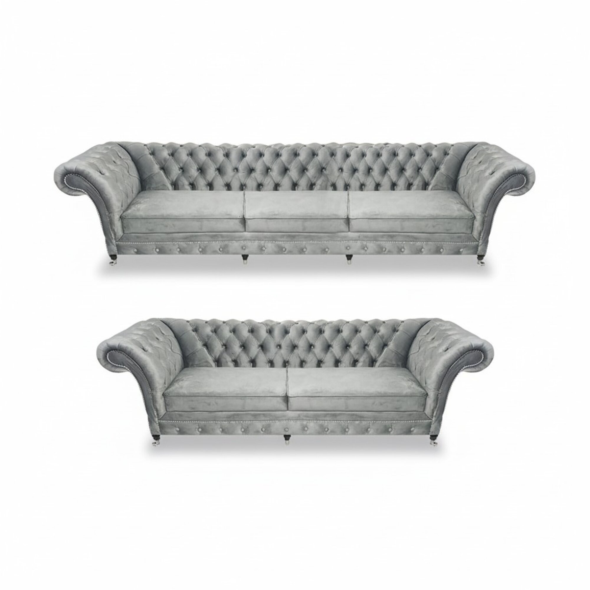 Luxus Designer Sofagarnitur Wohnzimmer Grau Wohnzimmer Polstermöbel Chesterfield