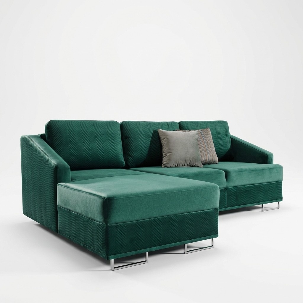 Luxus Ecksofa Couch - Smaragd Grüne Sofa Polster Eckgarnitur Bettfunktion