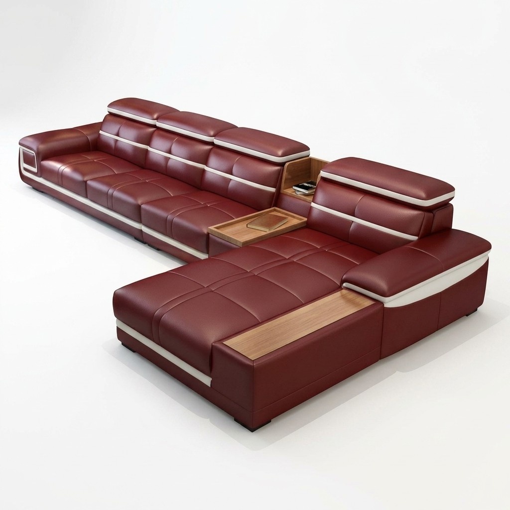 Luxus Ecksofa L-form Kunstleder Eck Polstersofa Sitz Design Couch Sofas Rot Neu