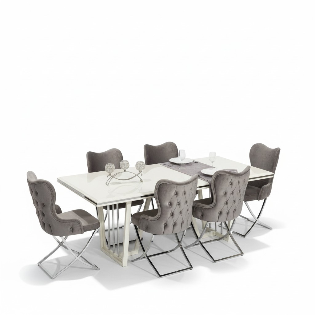 Luxus Esszimmer Set 7tlg. Esstisch Stühle modern Möbel Design Tisch