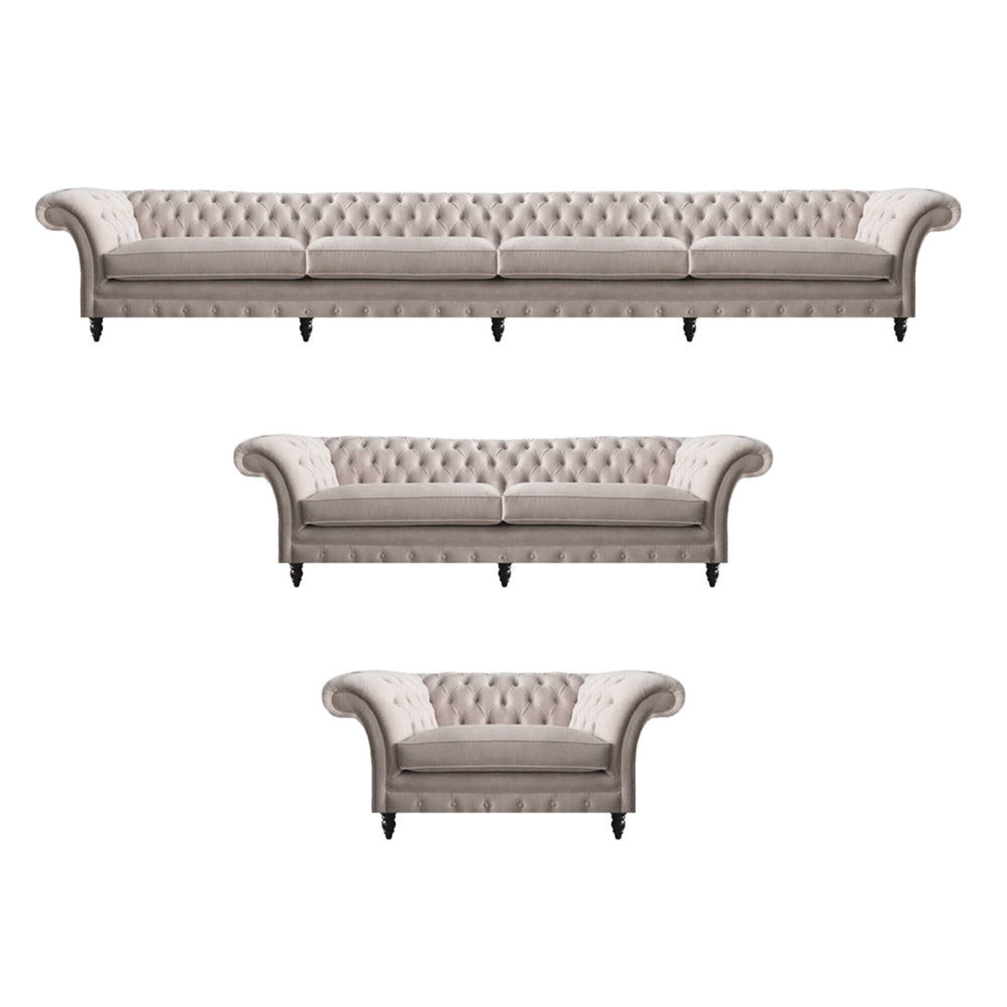 Luxus Komplett Sofas Couchen Chesterfield Polstermöbel Sessel Einrichtung Neu