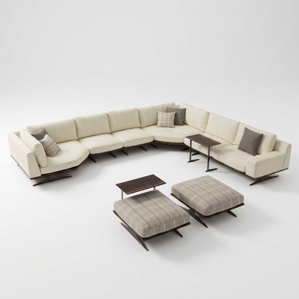 Luxus Koplett Ecksofa L Form Sofas 2x Beistelltisch 2x Hocker Garnitur