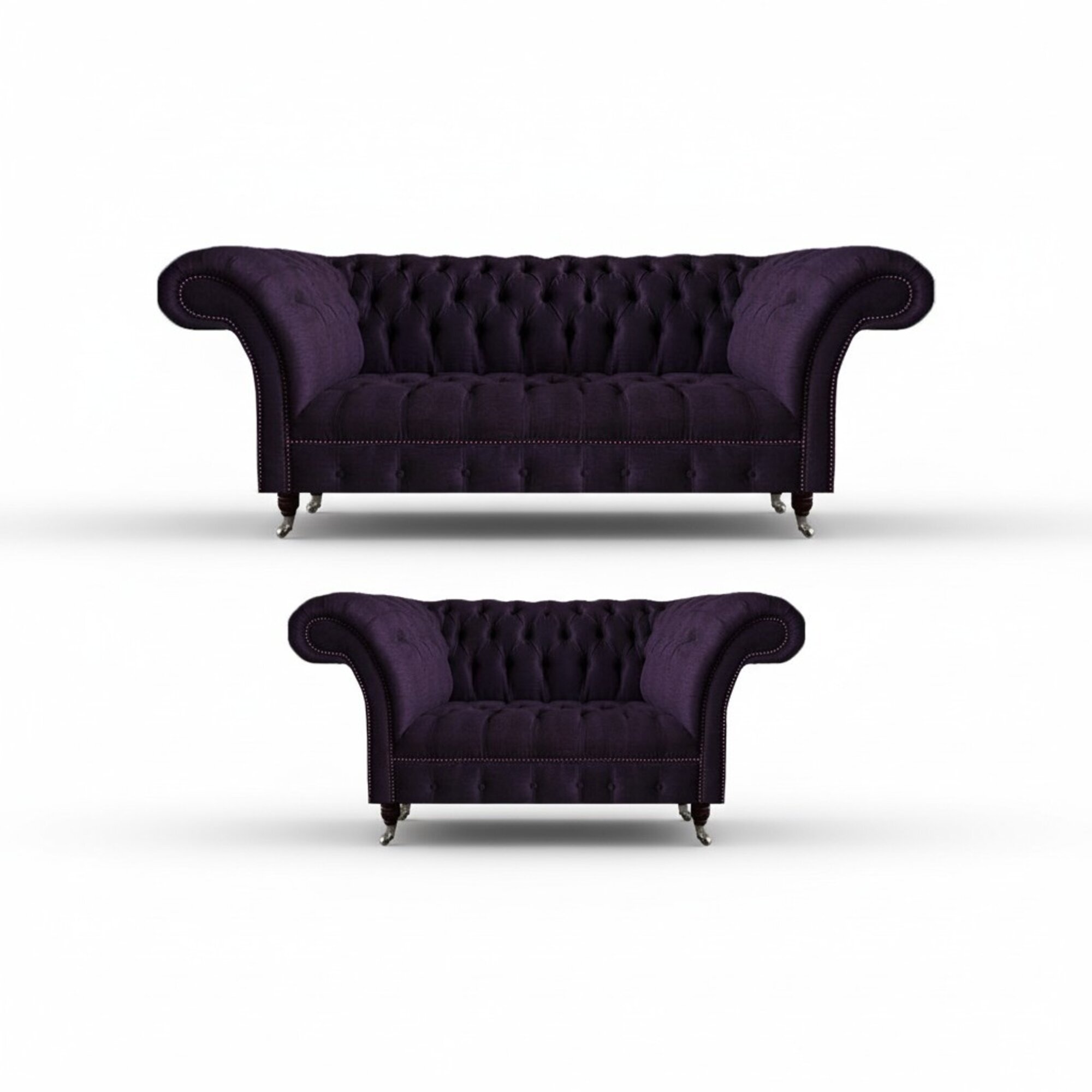 Luxus Lila 2x Sofas Einrichtung Wohnzimmer Garnitur Polstermöbel Chesterfield