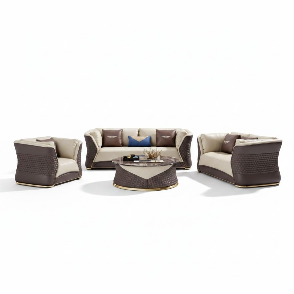 Luxus Möbel Sofagarnitur Couch Sofa Polster 3+2+1 Sitzer mit Couchtisch