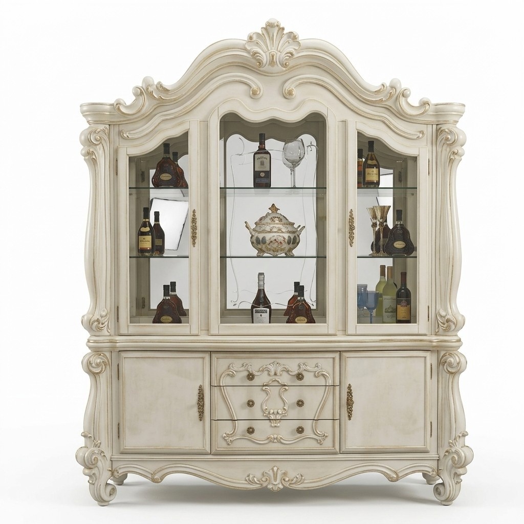 Luxus Schaufenster Vitrine Vitrinen Glas Schrank Antik Stil Barock Rokoko
