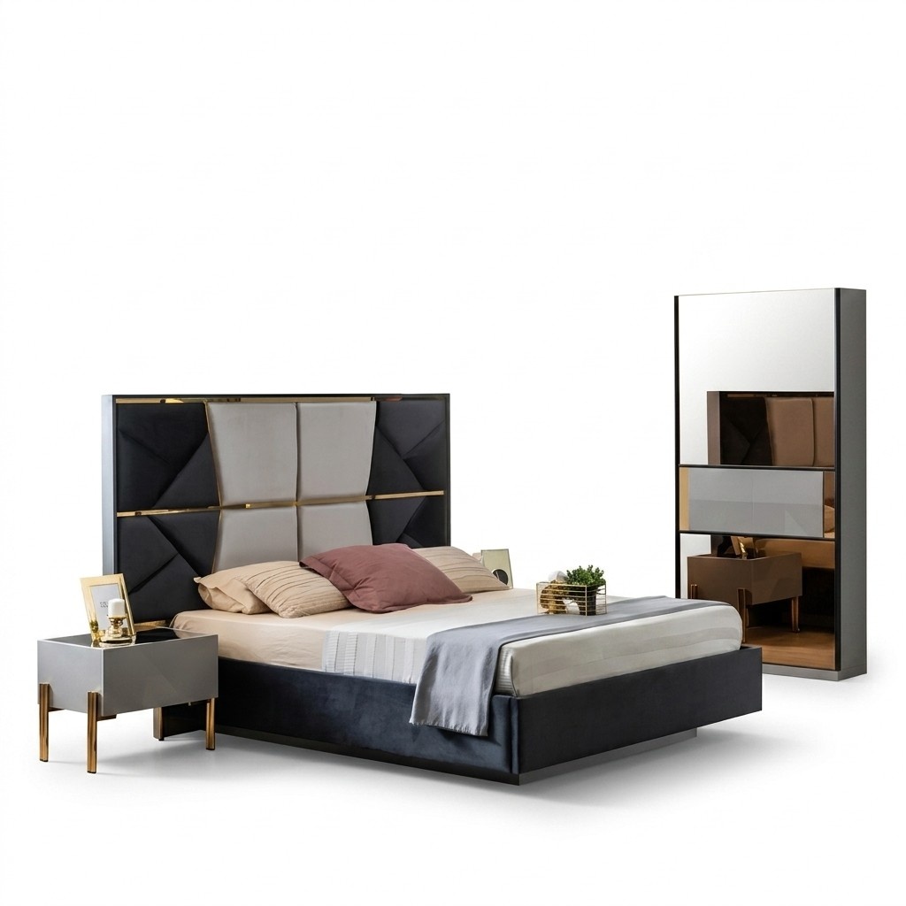 Luxus Schlafzimmer Bett Doppel Betten Design Holz Möbel Bettrahmen Neu