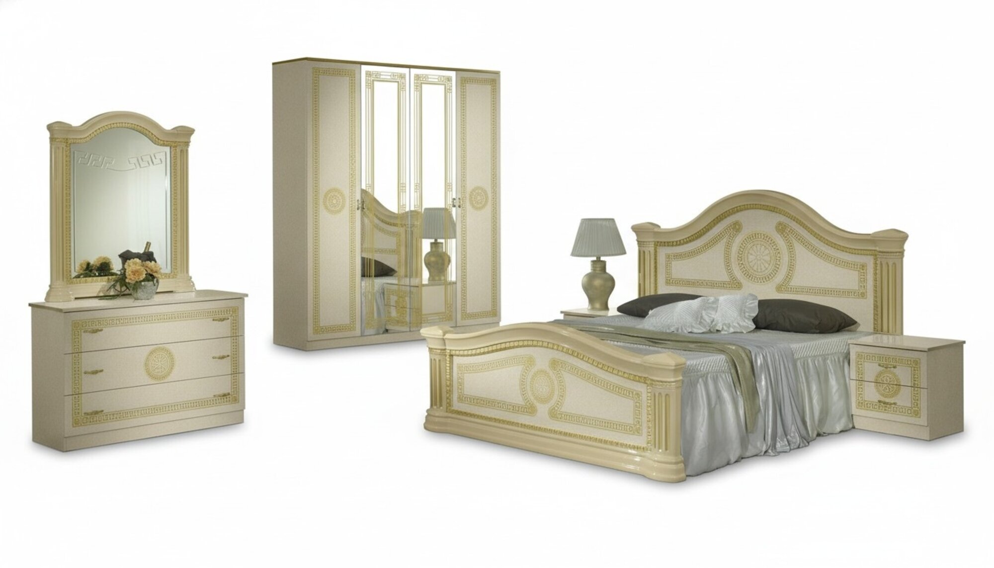 Luxus Schlafzimmer Klassisches Holz Bett Nachttisch 6tlg Design Möbel