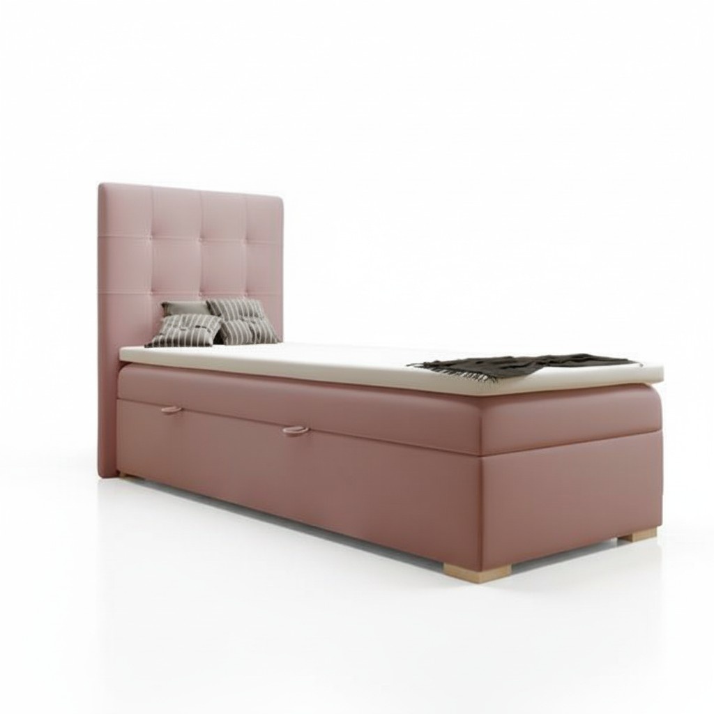Luxus Schlafzimmer Textil Bett Polster Design 90x200cm Rosa Betten Hotel Neu