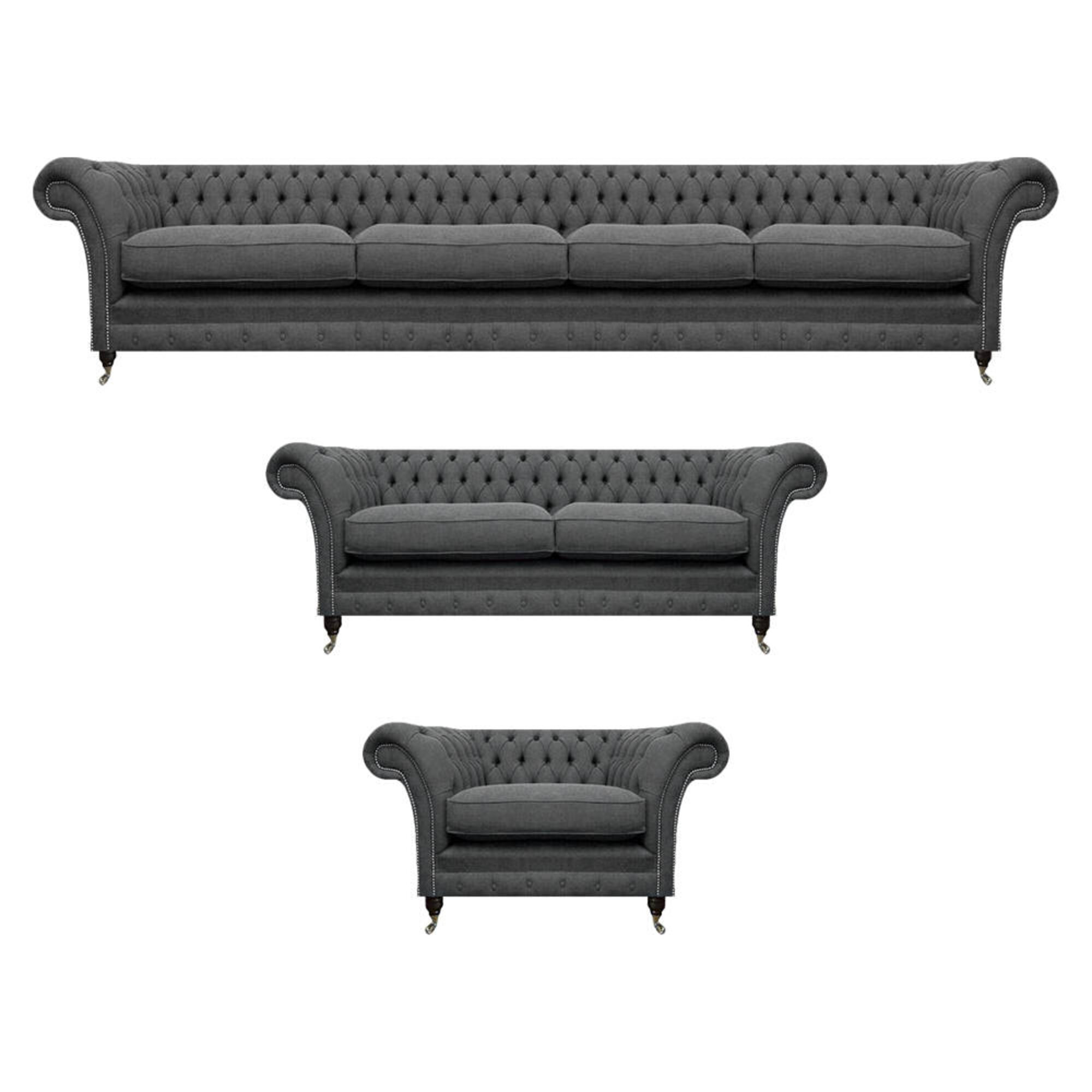 Luxus Set 3tlg Polstermöbel Sofas Komplett Chesterfield Wohnzimmer Sofagarnitur