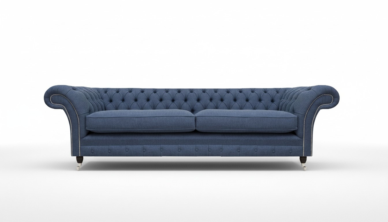Luxus Sofa Couch Zweisitzer Blau Textil Stoff Wohnzimmer Chesterfield