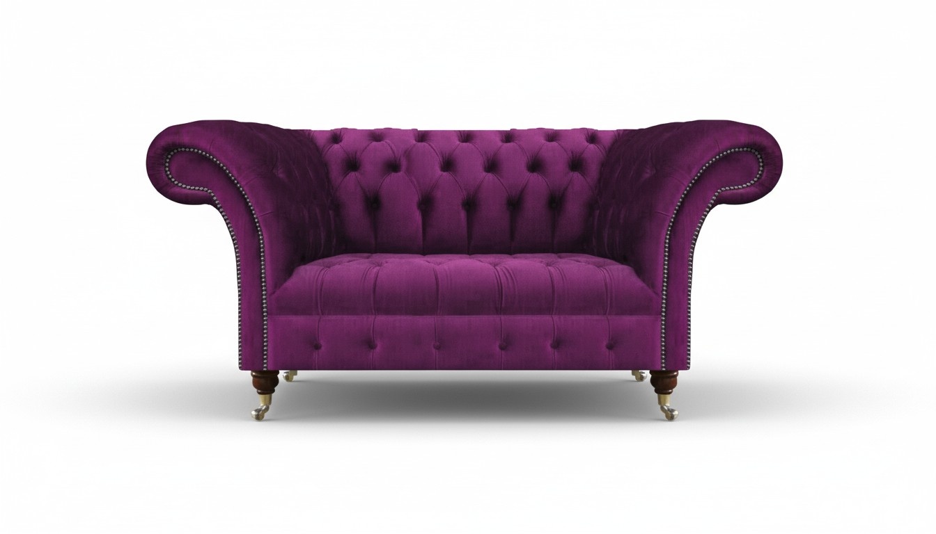 Luxus Sofa Couch Zweisitzer Chesterfield Lila Möbel Textil Wohnzimmer