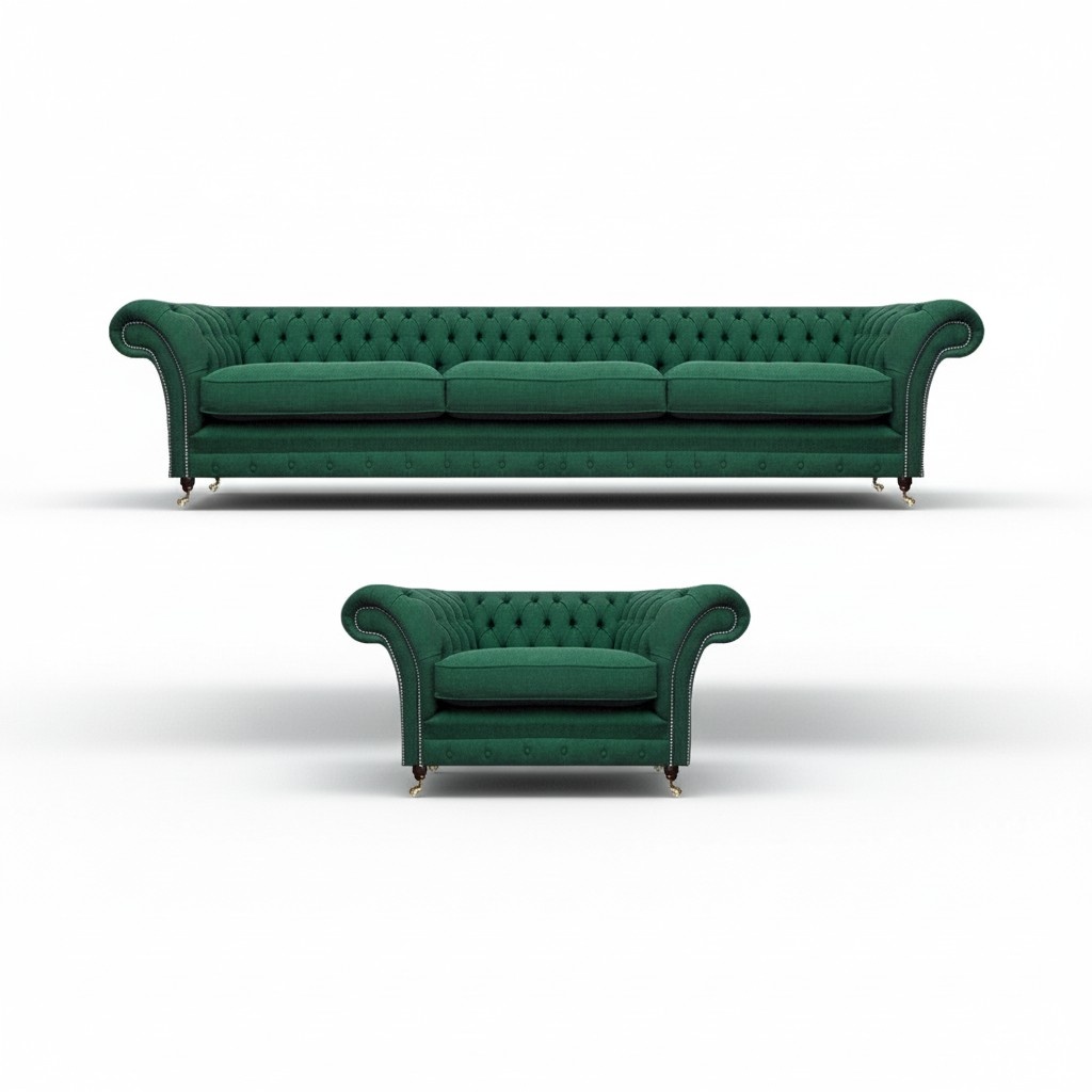 Luxus Textil Stoff Sofa Dreisitze Einrichtung Wohnzimmer Sessel Chesterfield