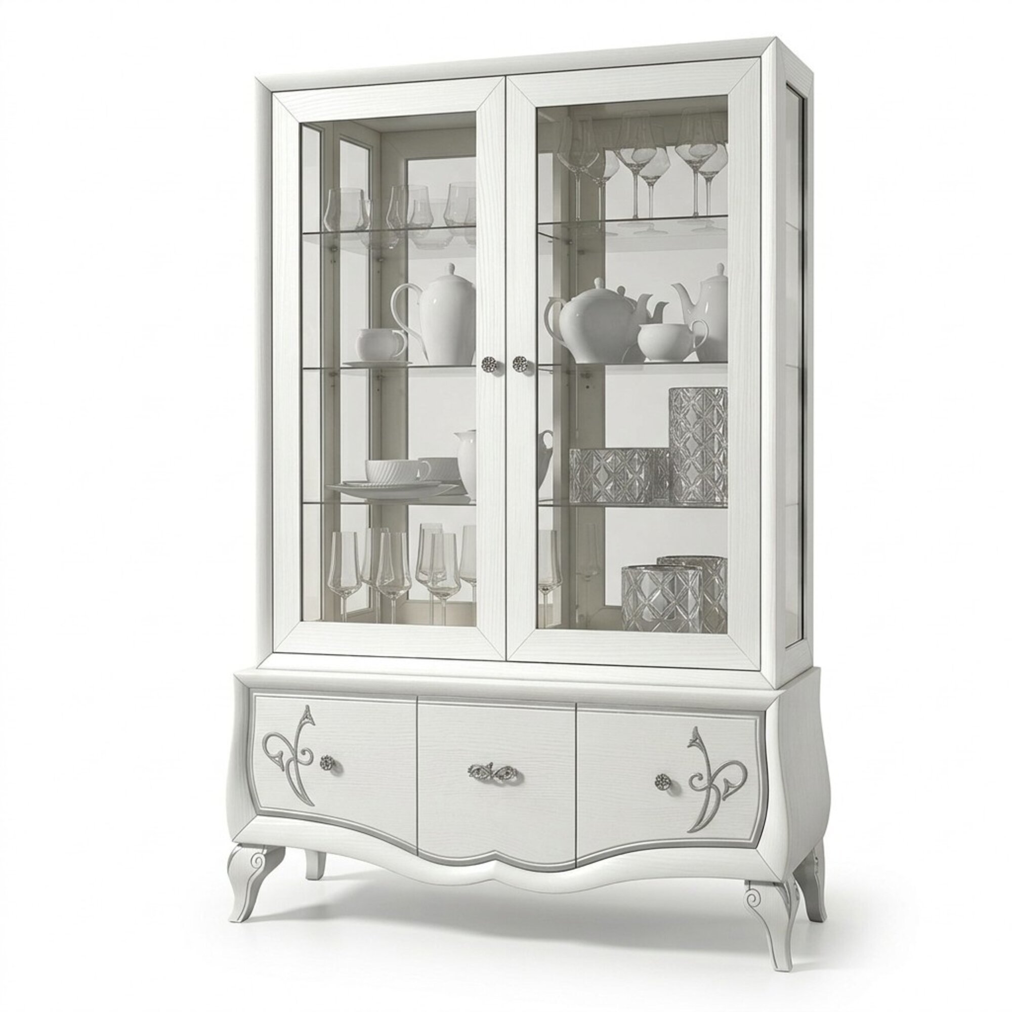 Luxus Vitrine Glas Schrank Antik Stil Modern Holz Vitrinen Italienische Möbel