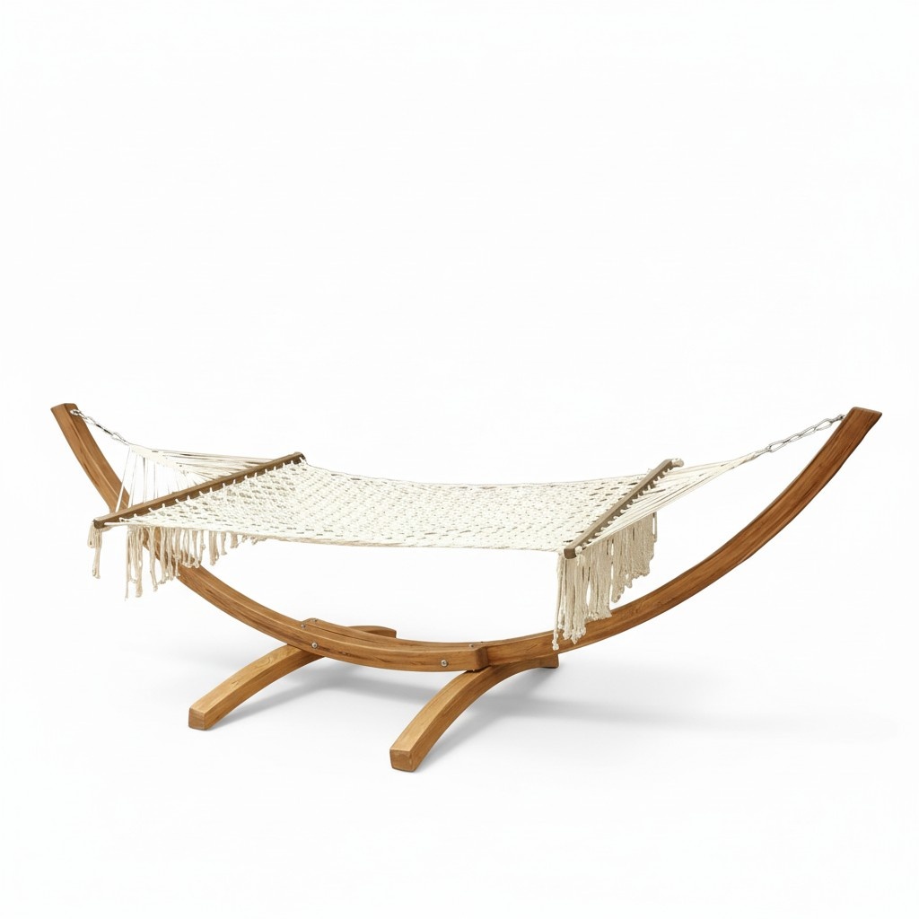 Luxus Weiß Komfortable Bequeme Hängematte für Entspannung Garden Holz 200x140 cm