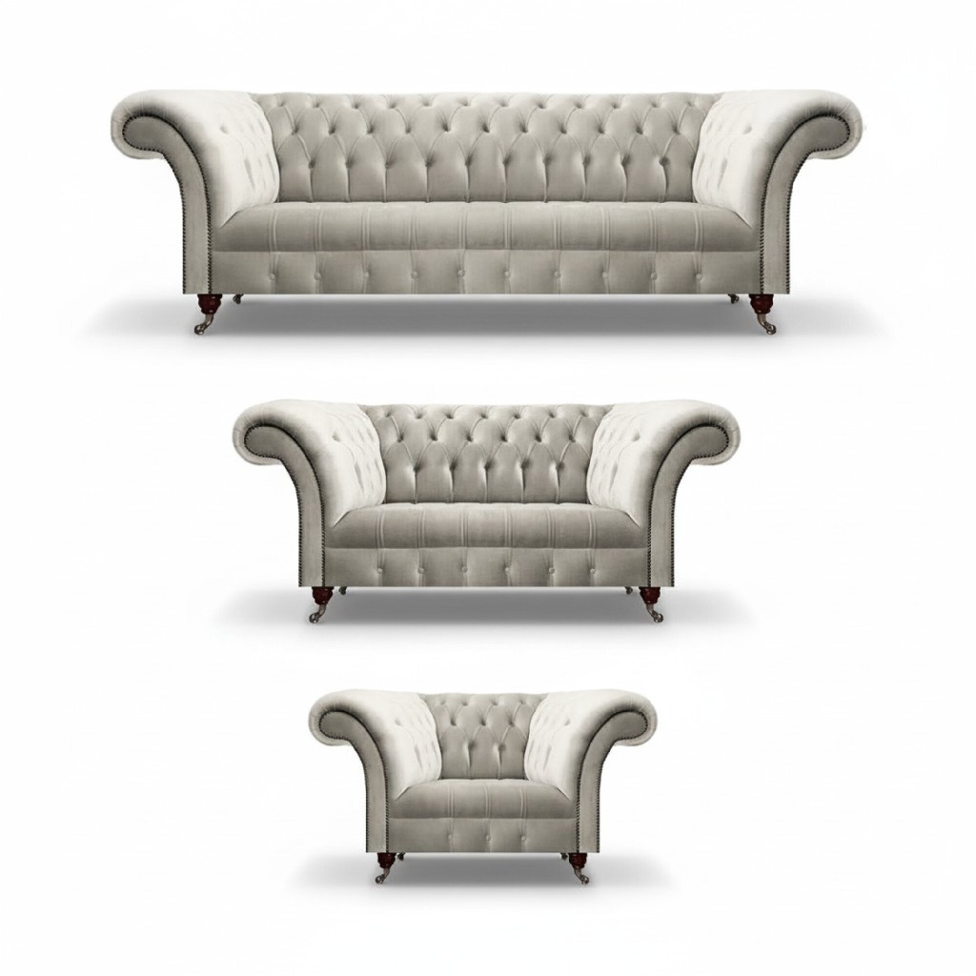 Luxus Weiß Sofagarnitur Modern Set Chesterfield Wohnzimmer Sitz Möbel