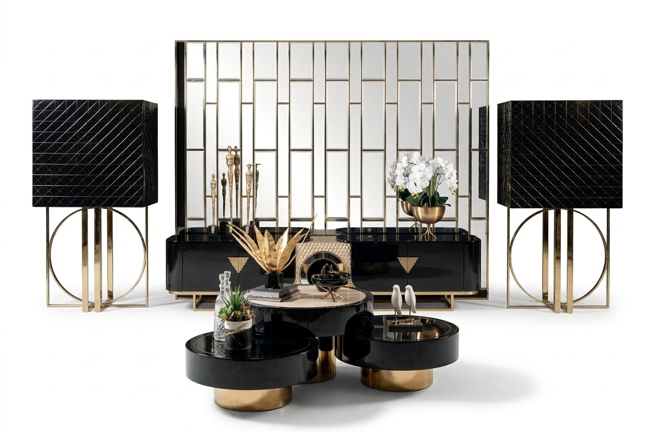 Luxus Wohnzimmer Set Beistelltisch Loungetisch Designer Vitrone Glasvitrine 5tlg