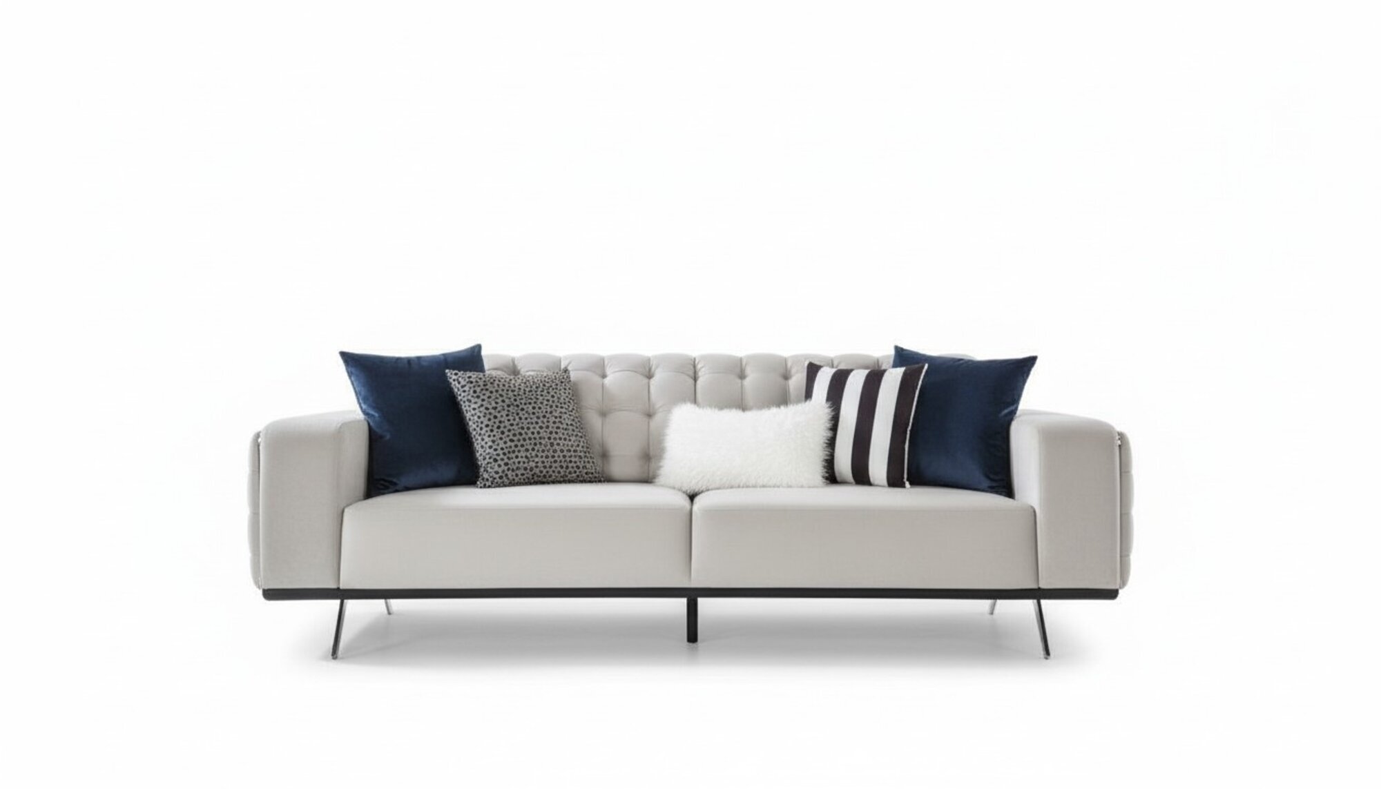 Luxus Wohnzimmer Sofa 2 Sitz Zweisitzer Weiß Couch Chesterfield Couchen Neu