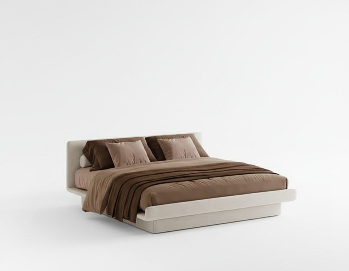 Luxusbett Beige Modernes Polsterbett Komfort Schlafen Stilvolles Design Bett