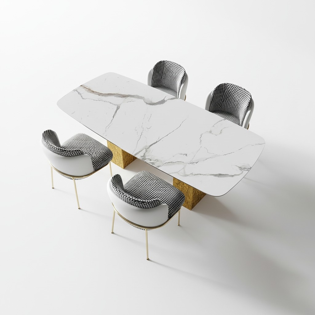 Marmor Esstisch 6x Stühle Komplettes Esszimmer Tisch Stuhl 7tlg. Garnitur