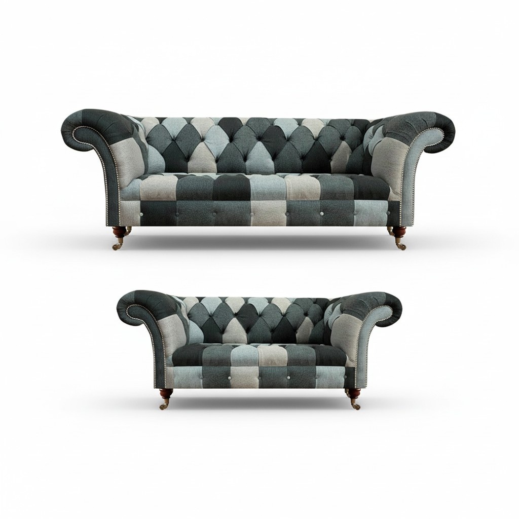 Mehrfarbig Sofa Komplett 2x Sofas Polstermöbel Einrichtung Chesterfield