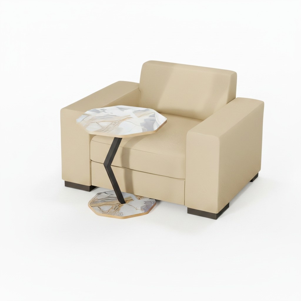 Mehrfarbiger Holz-Beistelltisch im modernen Design