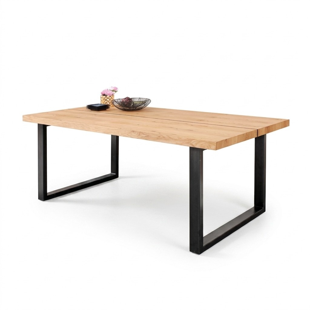 Exklusiver Holztisch mit Metallgestell