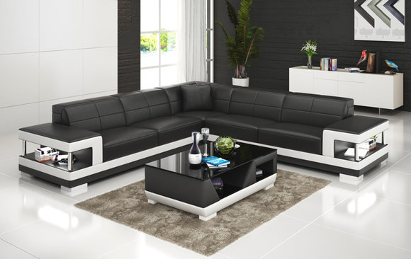 Ledersofa Couch Wohnlandschaft Eck Modern Sofa Ecksofa Design Garnitur