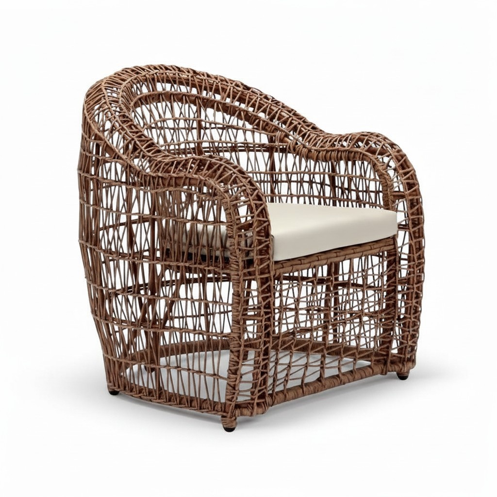 Modern Design Braun Sessel Sofa Sitz luxuriös entspannen Rattan Polsterung