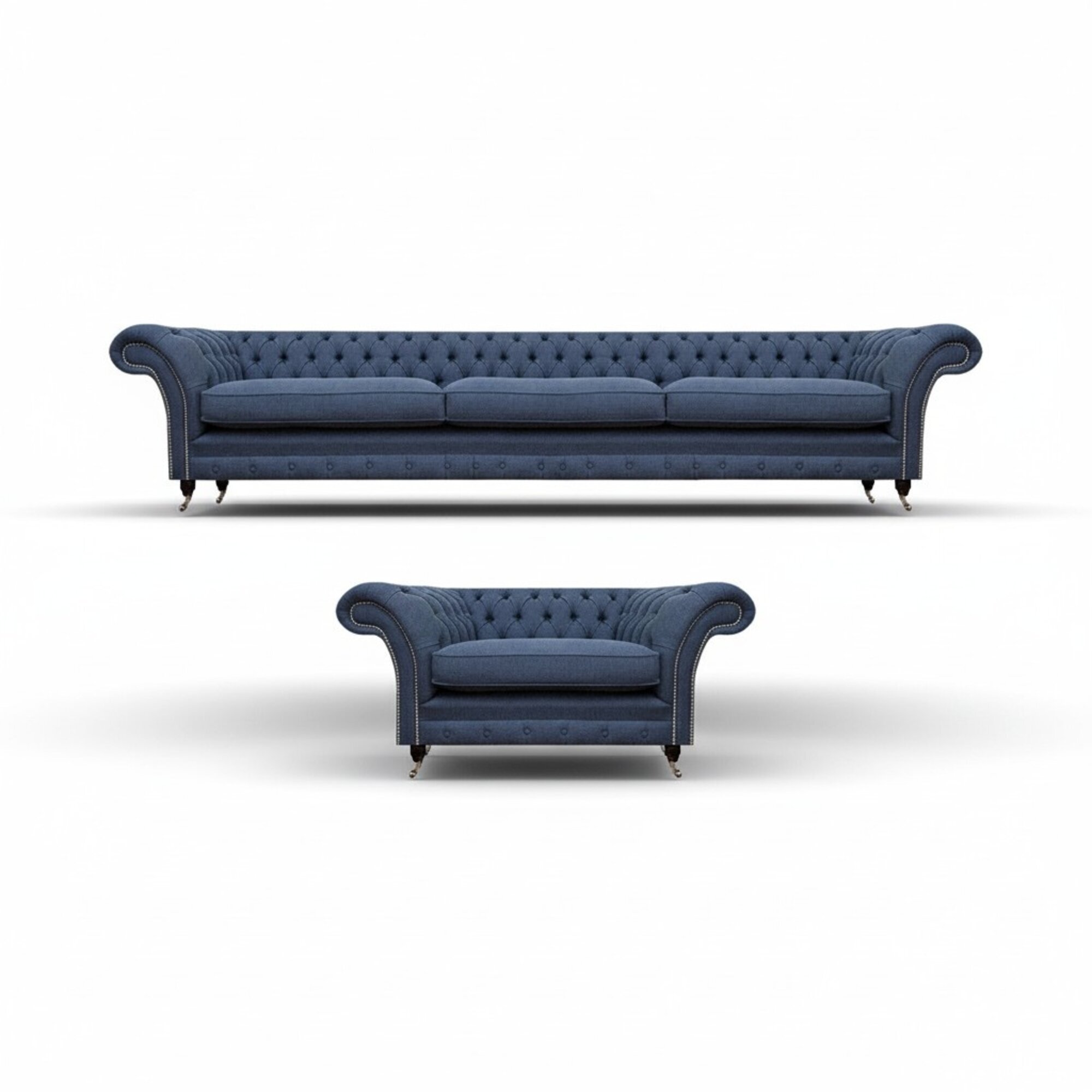 Modern Design Möbel Wohnzimmer Set 2tlg Dreisitze Sofa mit Sessel Chesterfield