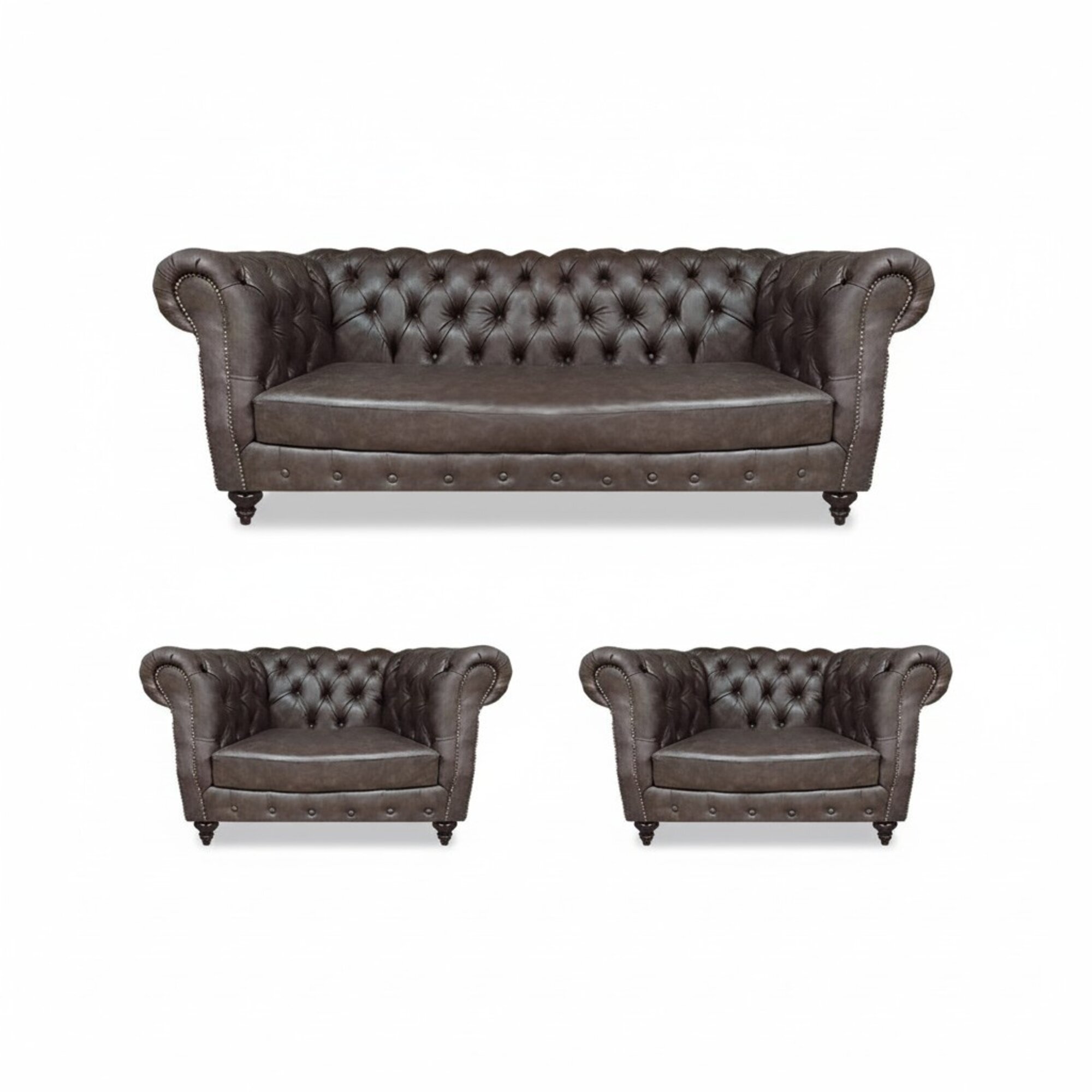 Modern Design Set 3tlg Chesterfield Wohnzimmer 2x Sessel Einrichtung