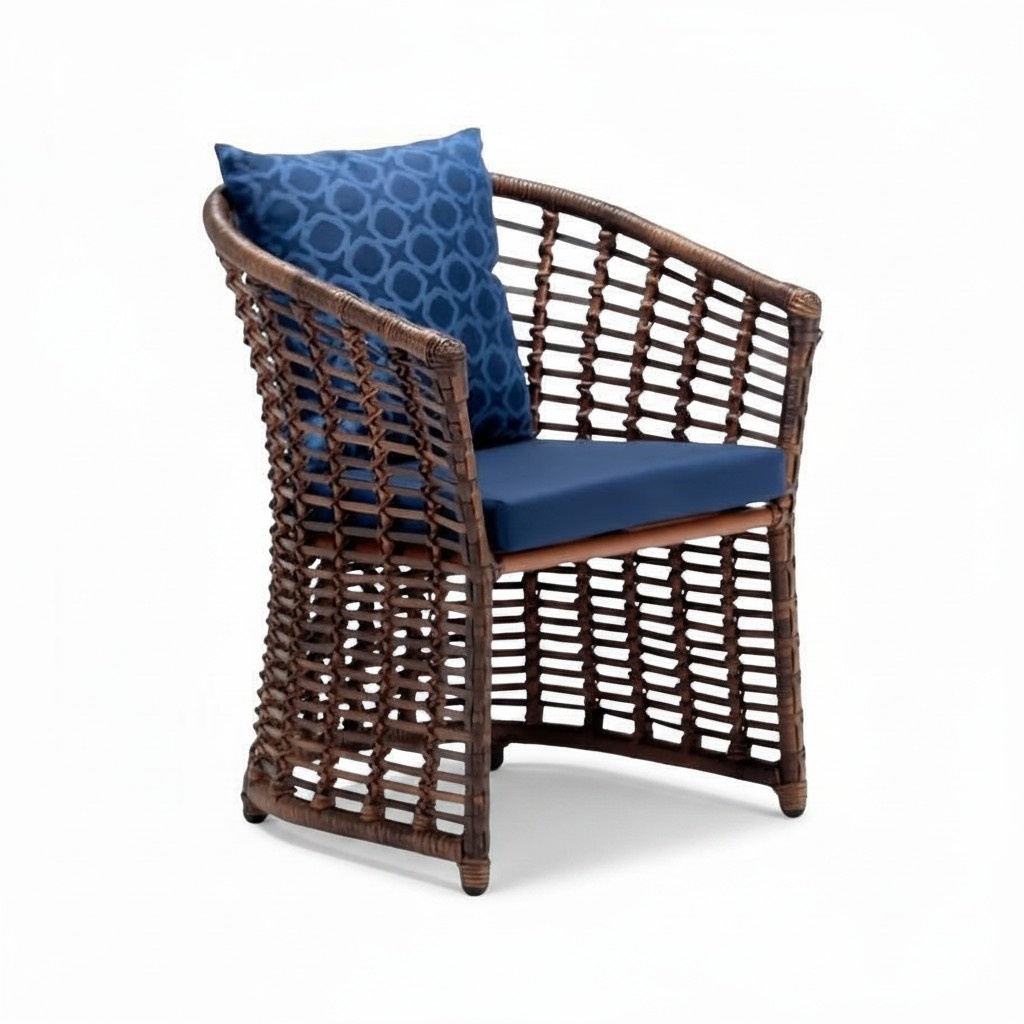 Modern Rattan Sessel 1 Sitzer stilvoll Braun Terrasse Luxus Design Möbel