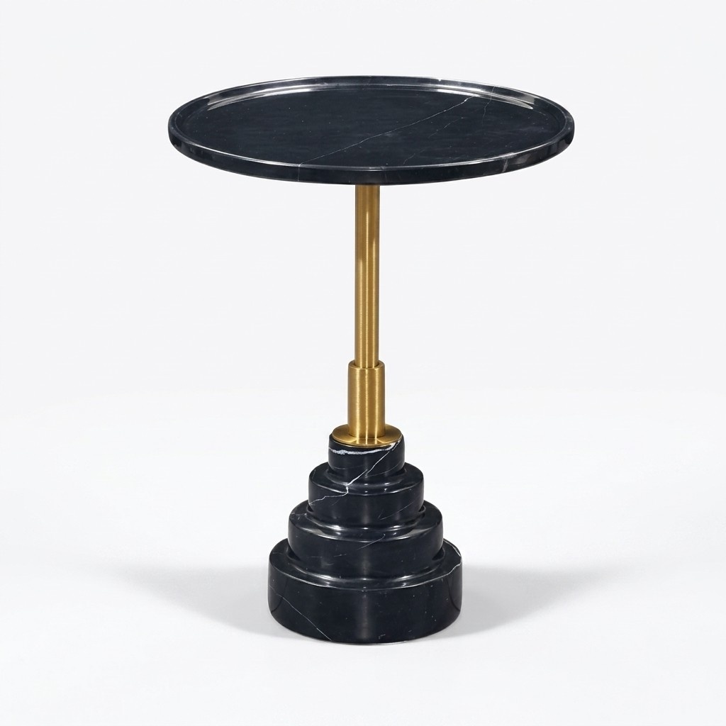 Modern Schwarz Couchtisch Luxus Marmor Tisch Beistell Tische Wohnzimmer Rund