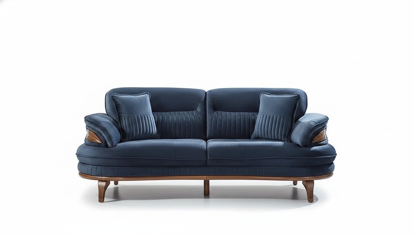 Modern Sofa Dreisitzer Couch Polstermöbel Design Sofas 3 Sitzer Blau Wohnzimmer