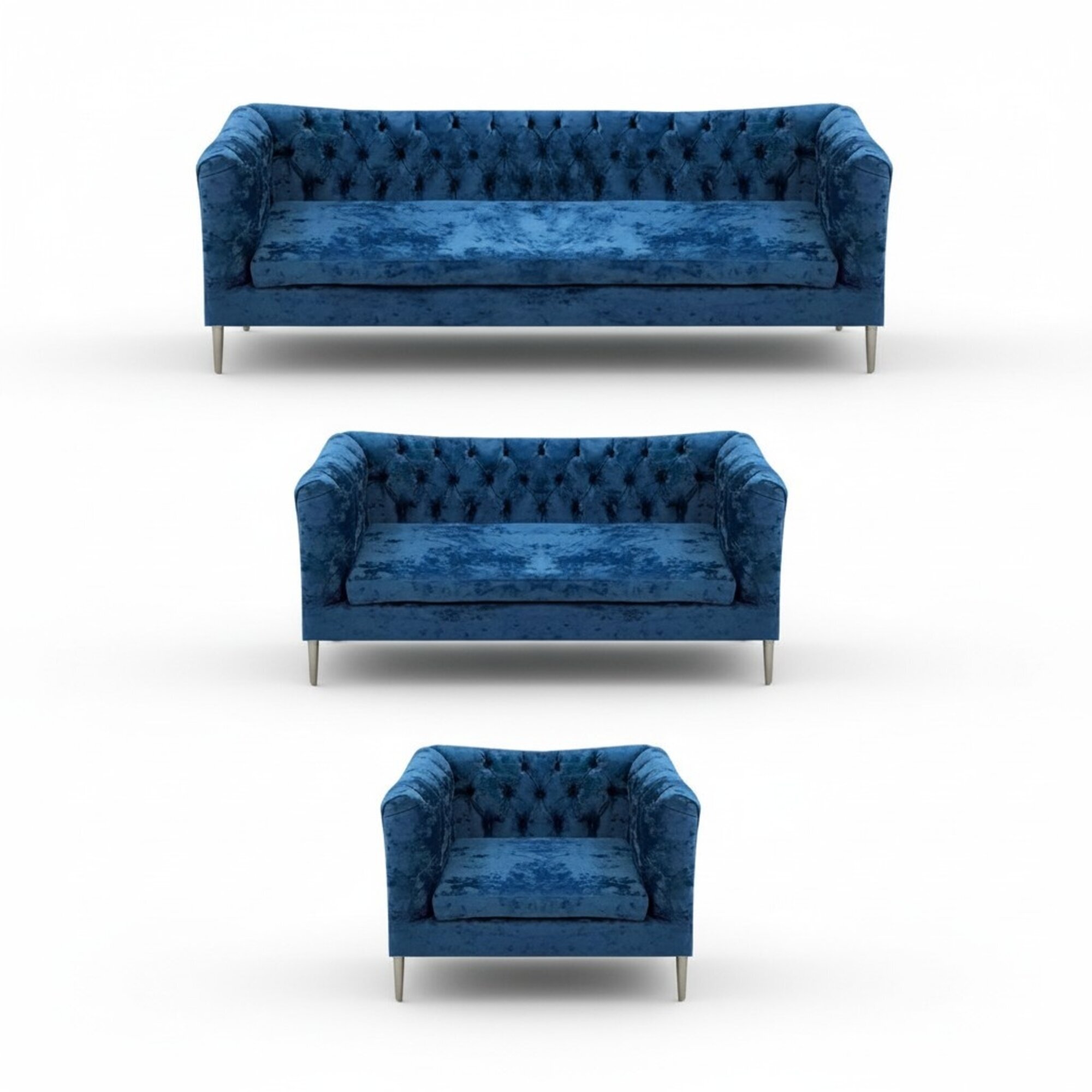 Modern Sofagarnitur 2x Sofas Couchen Polstersitz Sessel Wohnzimmer Chesterfield