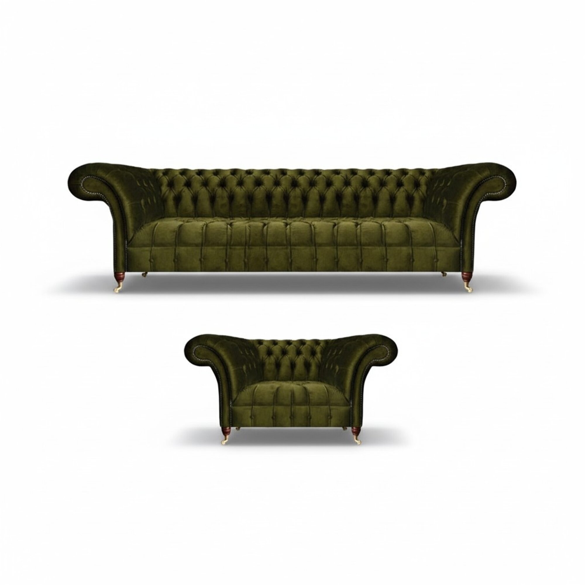 Modern Sofagarnitur Grün Komplett Sofa Dreisitze Couch Neu Sessel Wohnzimmer
