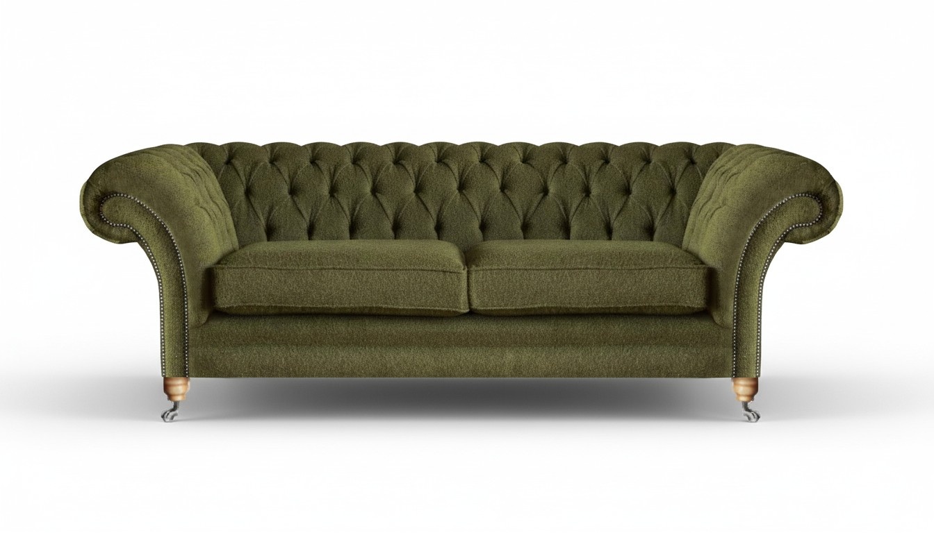 Modern Zweisitzer Sofa Couch Chesterfield Grün Polstermöbel Textil Sitz Polster