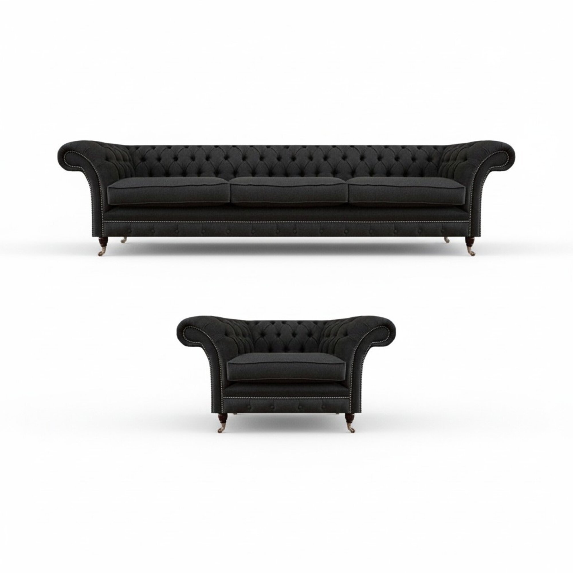 Moderne Chesterfield Couchgarnitur Edler 3-Sitzer Stilvoller Lehnsessel