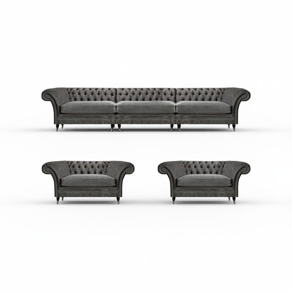 Moderne Chesterfield Sofagarnitur Designer Polstercouchen 3+1+1 Sitzer